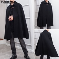XMAN Men Stylish Plain Long Sleeveless Lapel Loose Black Cloak