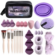 High Quality Set Accessories Scrubber Set 29 Makeup Brush Beauty Egg Cosmetic Bag Set 73KH