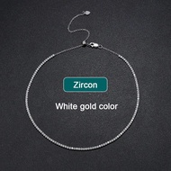 KNOBSPIN 2mm D VVS1 Moissanite Tennis Necklace Adjustable s925 Sterling Silver Plated 18k Gold with 