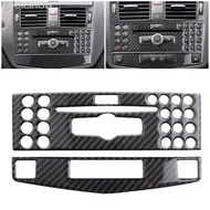 LOOKSHOW Car Center Console Air Conditioner CD Panel Cover Trim Carbon Fiber For Mercedes Benz C cla