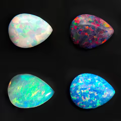 4pcs Opal Stone Set Loose Gemstone Oval Fire Color Face Ring Face Main Stone Flat Ring Earring Neckl