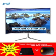 Amoi 24 inch Monitor Gaming 75HZ PC 1080P LCD Gamer Monitor Curved Screen Display with Mouse pad,Mou