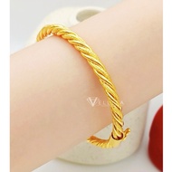 [VJ]Bangle "Classic String" 999.9 Bangkok Gold Plated D:5cm / 6cm Bangles BG20 <Gelang Tangan Kapal 