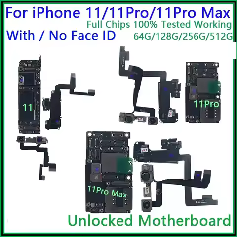 Fully Tested Placa For iphone 11/11 pro/11pro max Motherboard Unlocked With Face ID Chips Mainboard 