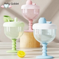 Cute No-Spill Goblet Cup with Lid, Stylish Baby Goblet, Plastic Goblet Cup No Spill Sippy Cup with S
