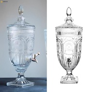 2L Glass Beverage Dispenser Embossed Crystal Iced Beverage Dispenser Suitable for Juice Tea