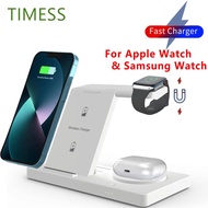 นาฬิกา Hexinhongjian Hexinhongjian 3 In 1ที่ชาร์จแบบไร้สายสำหรับ14 13 12 11 Airpods 2 3 Pro Watch/S23 Samsung S22 Galaxy Watch สถานีชาร์จแบบรวดเร็ว