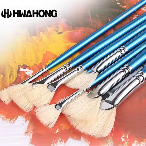 hwahong fan-shaped pen 205 long umbrella-shaped pen,Bristles oil paint brush profession watercolor p