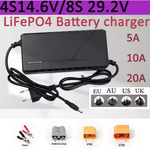 12.8V 14.6V 10A 20A 29.2V 5A 29.4V 5A Charger 4S 8S eries LiFePO4 Battery 12V 12.8V 24V 25.2V 5A 10A