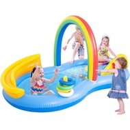 Inflatable Kids Swimming Pool with Water Slide, Inflatable Play Center with Spray Water, Toss Ring