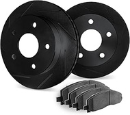 Dynamic Friction Company Front Brake Rotors Slotted Black with Ultimate Duty Performance Brake Pads 