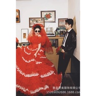 Photo Studio New Style Couple Photo Theme 80s Retro Red Wedding Style Puff Skirt Photo Photography W