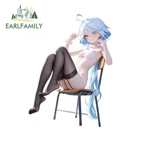 EARLFAMILY Cute Bikini Furina Car Sticker Kawaii Anime Loli Windows Decal Waterproof Occlusion Scrat