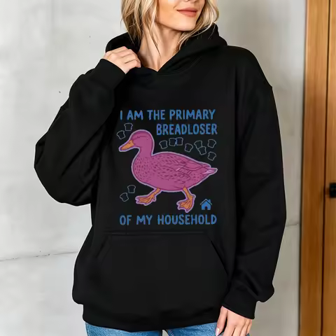 Primary Breadloser Duck Hoodie Funny Meme Long Sleeve Sweatshirt Sarcastic Pullover Men Women Top Sw