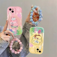 For iPhone 11 Pro Max iPhone 12 Pro Max iPhone 13 Pro Max iPhone 14 Pro Max Cute Cute SpongeBob Patrick Star Chain Wave Border Phone Casing Soft Back Cover