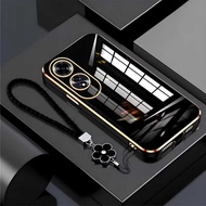 Oppo A60 A98 A79 Luxury Glossy Case With Flower Lanyard Manis Store