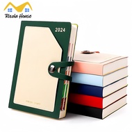 《SG》2024 Daily Planner with Organizer Pocket A5 Diary Notebook Leather Cover