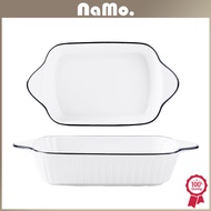 Namo Gift - Mangkuk Saji Makan Keramik Putih Tebal List Black Elegan/ Mangkuk Keramik Seri Yamada