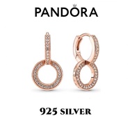 [ส่งจากกรุงเทพ]Pandora เงิน925 ต่างหู ตุ้มหู ต่างหูทรงกลม 925 silver Sparkling DoubleHoop Earring ของแท้ 100%