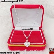 Kalung Liontin Love Kecil Perak Asli 925 Lapis Emas Putih LT 113