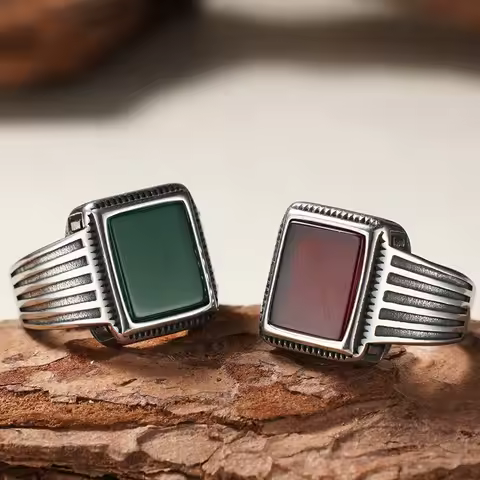 Stylish black onyx rings are made of 316L stainless steel, with additional ring styles inlaid with r