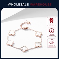 Women's lucky four-leaf clover bracelet in silver and black inlay - High quality luxury bracelet 202