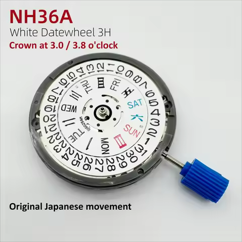 Japan Genuine NH36A Automatic Movement White Day-Date Wheel At 3.0 Crown At 3.0/3.8 O'Clock NH36 4R3