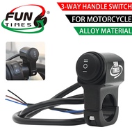 FUNTIMES 3-Way Switch Waterproof Side Mirror Handle Switch Alloy Heavy Duty Universal For Motorcycle