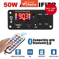 50W Amplifier DIY Board Bluetooth 5.0 USB FM AUX 3.5mm TF Radio MP3 DC 12V Handsfree