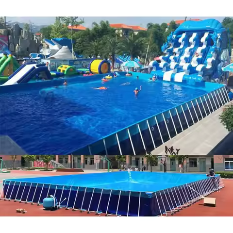 Large Inflatable Rectangular PVC Pool for Children-Eco-Friendly Durable Outdoor Swimming Pool 0.9mm 