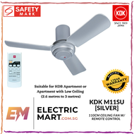 KDK M11SU Ceiling Fan 110cm w/ Remote Control (HDB or apartments with low ceiling; 2.6 metres to 3 metres height)