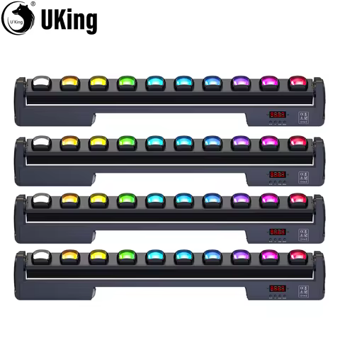 U'King 4Pcs Beam Wall Washer Lights 10X25W RGBW LED Strobe Moving Head DJ Lights Bar DMX Stage Light