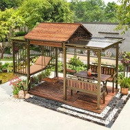 Garden Swing Pavilion Metal Sunscreen Waterproof Lounge Table Chair Bed Yard Shelf Decorative Table