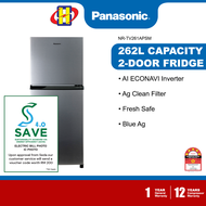 (Save 4.0) Panasonic Refrigerator (262L) AI ECONAVI Inverter Blue Ag The Fresh Safe Sleek Design 2-Door Fridge NR-TV261APSM