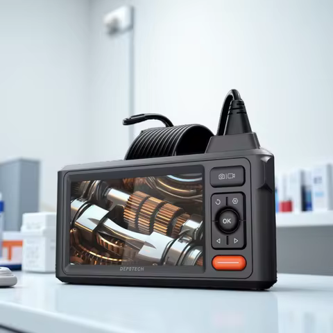 DEPSTECH DS620-DL-5M Endoscope Camera, 1080P 8mm Dual Lens, 5-inch Large IPS Screen, 5 Meters Cable,