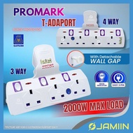 (SIRIM) PROMARK T-ADAPORT Heavy duty extension plug Soket plug with Extension plug sirim Socket plug