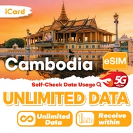 iCard eSIM - Cambodia 3-30 Days Unlimited Data│Daily plan can top up reuse|Cambodia esim