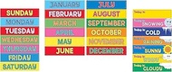 Hygloss 26-Pcs Wall Calendar Cards, 12 Months, 7 Days of the Week, 7 Weather Cards, Classroom Calend