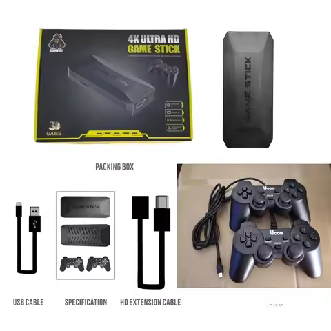 4K Ultra Game Stick Two Players Video Game Console 20000 Free Games Wireless Gamepads For 64G/128G b