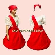 RED 4 IN 1 SET FILIPINIANA COSTUME KIMONA AT SAYA  FOR KIDS