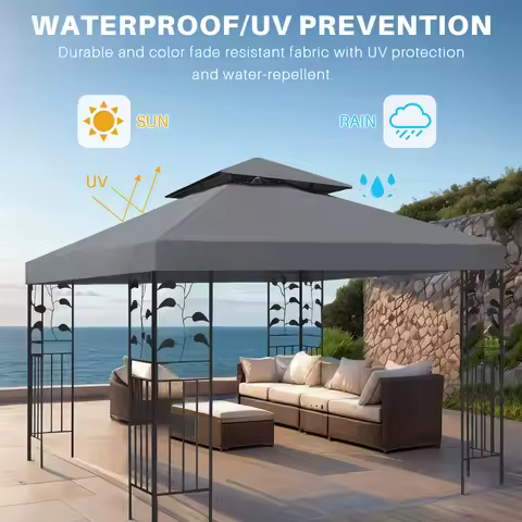 Replacement Roof for Gazebo, Gazebo Roof Replacement Cover ,3x3m Outdoor Grill Shelter Canopy Top fo