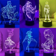 【Genshin Impact】Night Lights Lamp Led Remote Cartoon Beelzebul Eula Kokomi Thoma Figure Lighting Xma