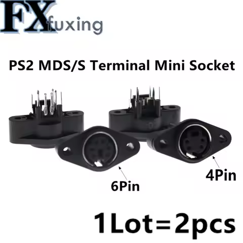 2PCS/Lot MDC/S Terminal Socket DIN Jack Connector Mini PS2 4Pin 6Pin 4P 6P with Fixed Hole Mouse Key