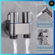 【LOCAL】Stainless Steel Bidet Set Faucet Spray High-Pressure Double Outlet Bathroom Shower Head Toilet Sprayer Pipe