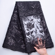 ไนจีเรียภาษาฝรั่งเศสคําตาข่ายลูกไม้ผ้า 5 หลา-ปักเลื่อมบนสุทธิ Tulle สําหรับหรูหราชุดแต่งงาน & Party