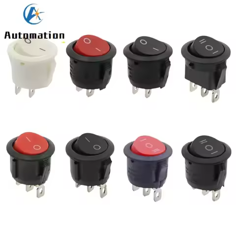 1Pcs 220V Round SPDT ON-OFF Rocker Switch KCD1-105 White Black Red AC 250V/6A 125V/10A Toggle Switch