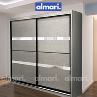 ✅ Free Install ✅ Premium Wardrobe Almari Besar 8x8, 6x8 Brown Almari Sliding Door Almari Baju Bedroo