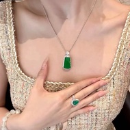Necklace necklace New Chinese Style Ice Seed Safe Nothing necklace Sun Green Inlaid Extravagant Pend