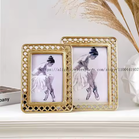 Retro Golden Resin Photo Frame Table Display Interior Decoration Home Decoration Photo Frame