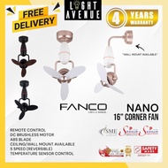 FANCO Tri-Star Nano Corner Fan in Wall / Ceiling Mount with Remote Control 3 Blade 16"